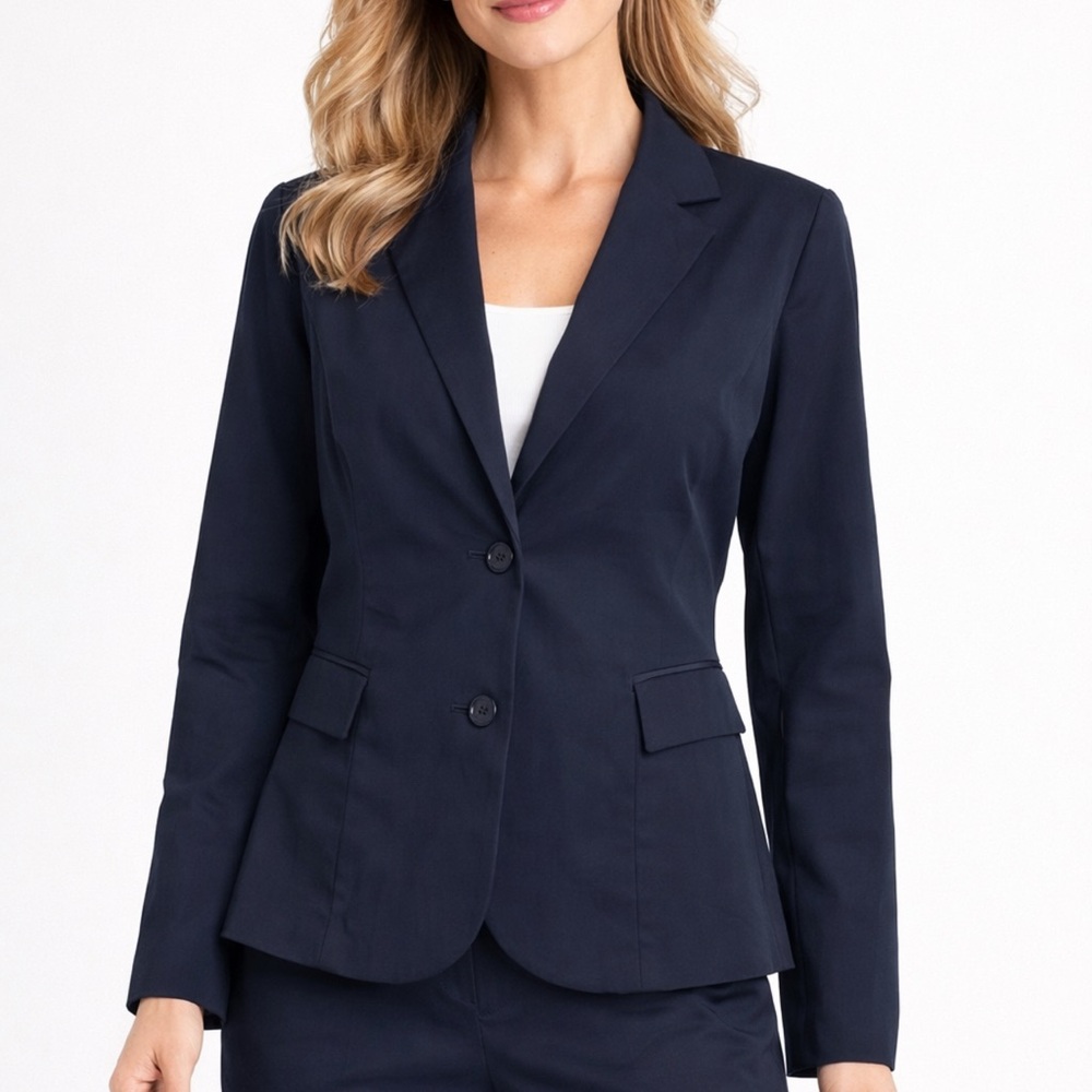Doncaster Unlined Suit Jacket Blazer 8 Stretch Cotton Navy Blue Lightweight NWT